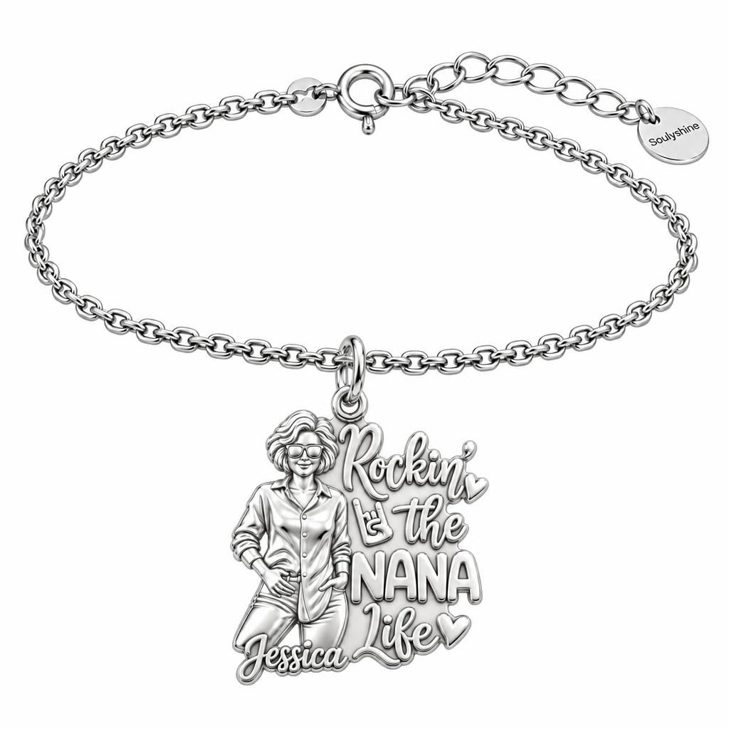 Rockin' The Life Charm Bracelet Set – silver, front view
