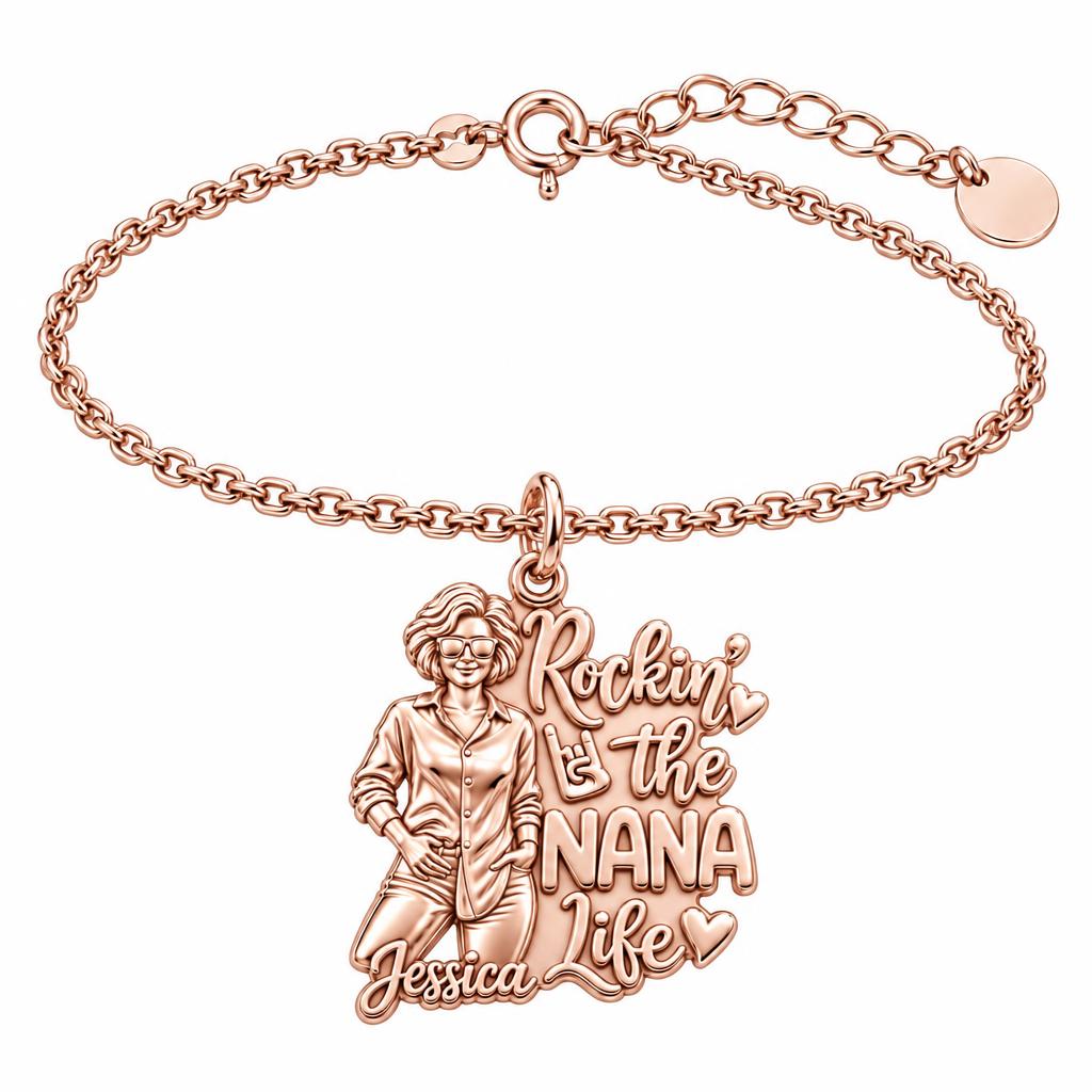 Rockin' The Life Charm Bracelet Set – rose gold, front view