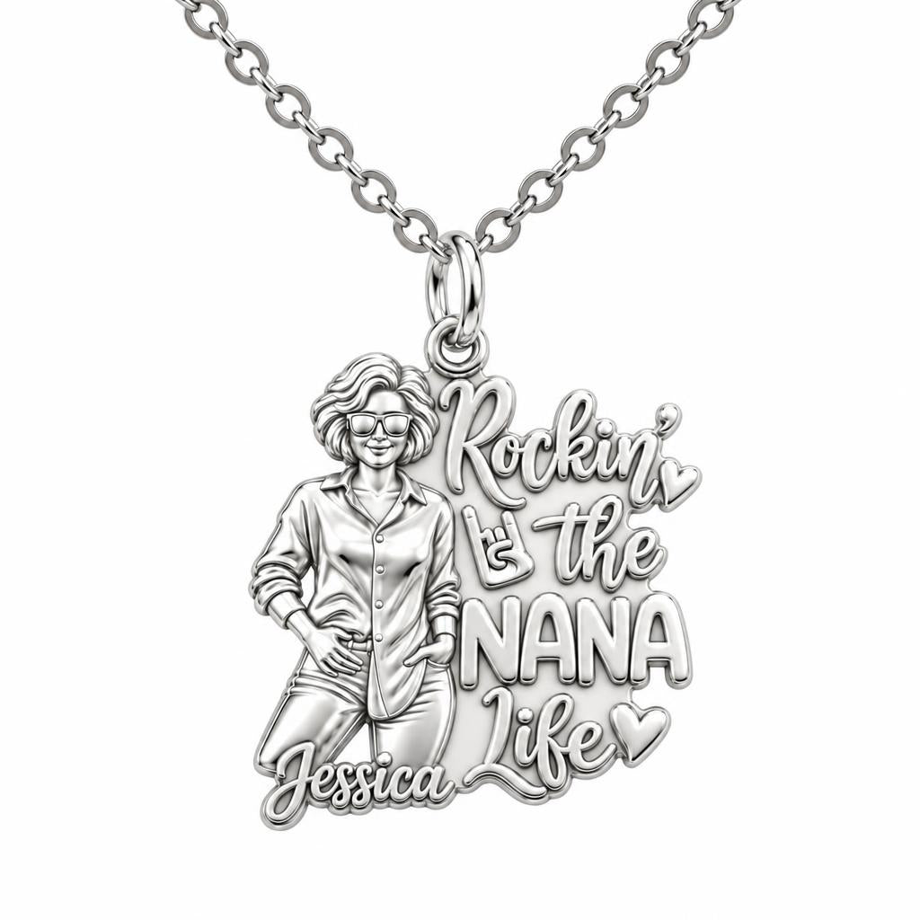 Rockin' The Life Charm Necklace Set – silver, front view
