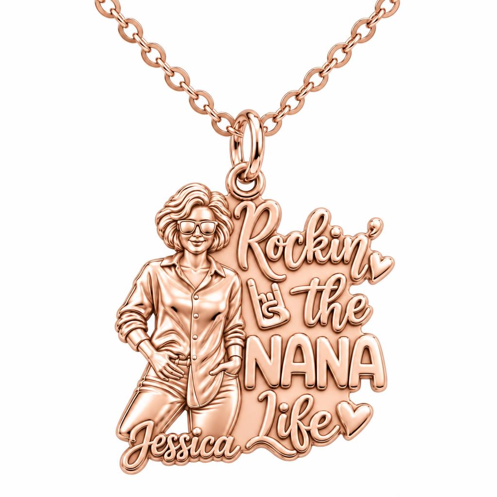 Rockin' The Life Charm Necklace Set – rose gold, front view