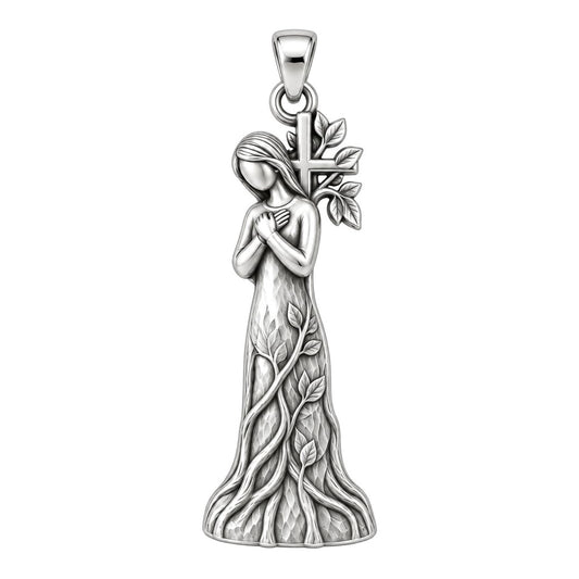 Rooted in Faith Charm Bracelet – Personalized Christian Gift – silver plated 2 cm charm, front view