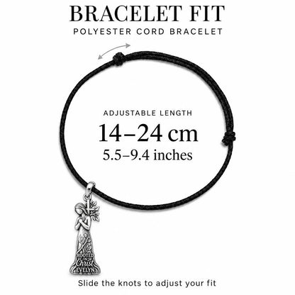 Rooted in Faith Charm Bracelet – Personalized Christian Gift – adjustable black cord bracelet, 14–24 cm