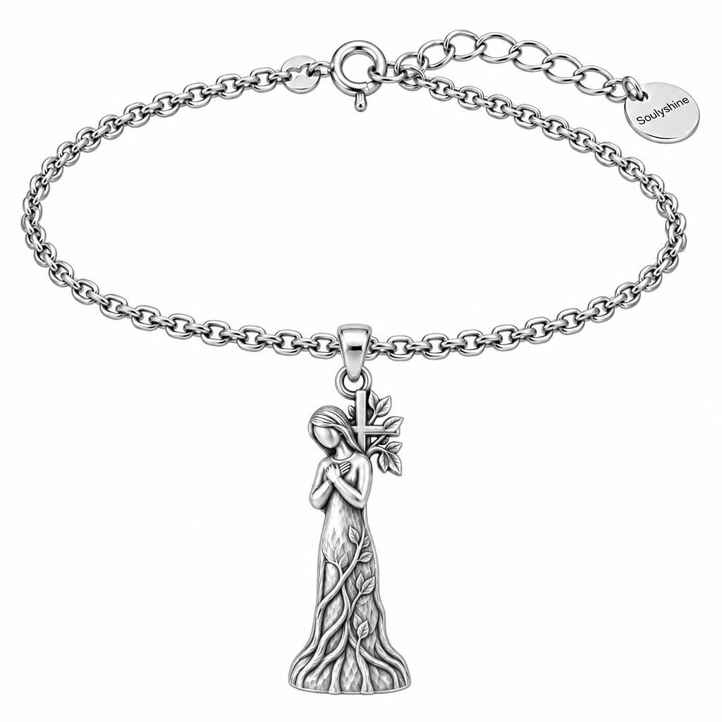 Rooted in Faith Charm Bracelet Set – silver, front view