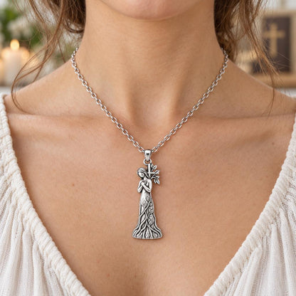 Rooted in Faith Charm Necklace Set – worn / in use