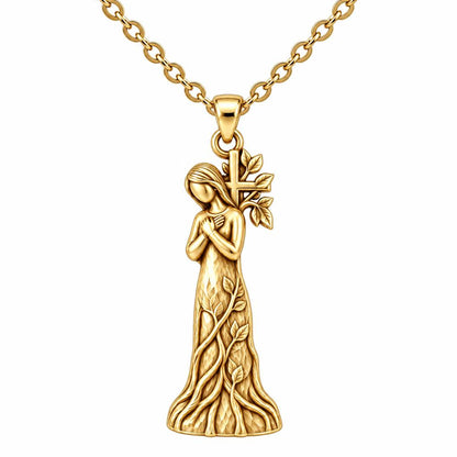 Rooted in Faith Charm Necklace Set – 18K gold, front view