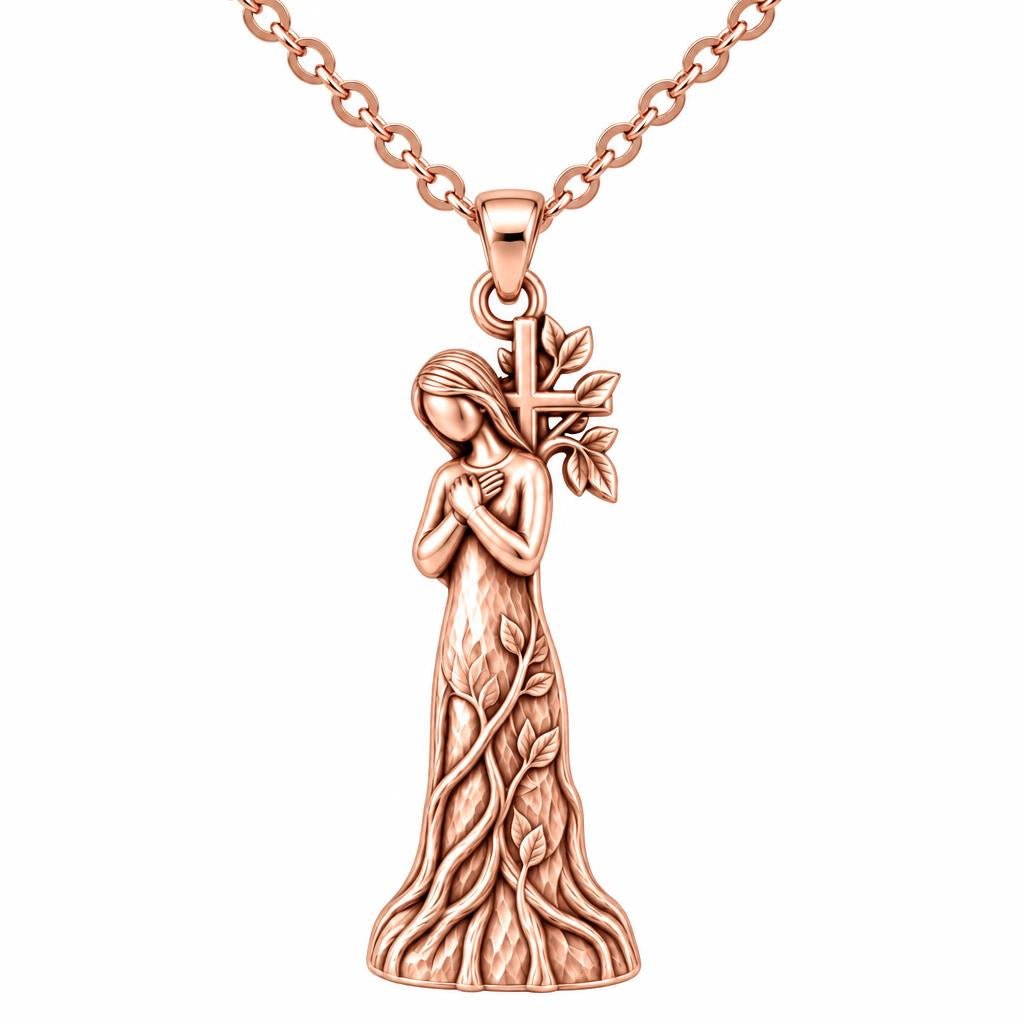 Rooted in Faith Charm Necklace Set – rose gold, front view