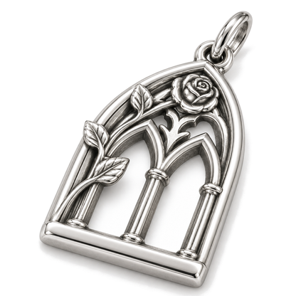 Rose Window Arch Charm — Silver Super Macro | charm-topics-remaining-444-2026-09-14 | topic-151