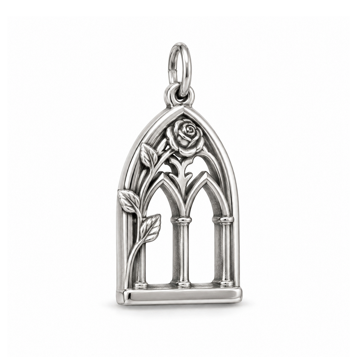 Rose Window Arch Charm — Silver | charm-topics-remaining-444-2026-09-14 | topic-151