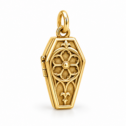 Rose Window Coffin Charm — Gold | charm-topics-remaining-444-2026-09-14 | topic-154