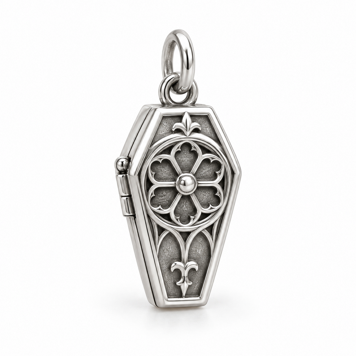 Rose Window Coffin Charm — Silver | charm-topics-remaining-444-2026-09-14 | topic-154