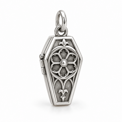 Rose Window Coffin Charm — Silver | charm-topics-remaining-444-2026-09-14 | topic-154