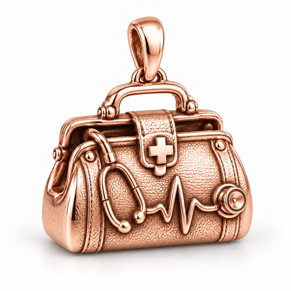Nurse Medical Bag Charm | polished rose gold material view | 6ac500eb25cbec25a81181c1608f630a6857313c4dbc1515142e748cd58f38b5