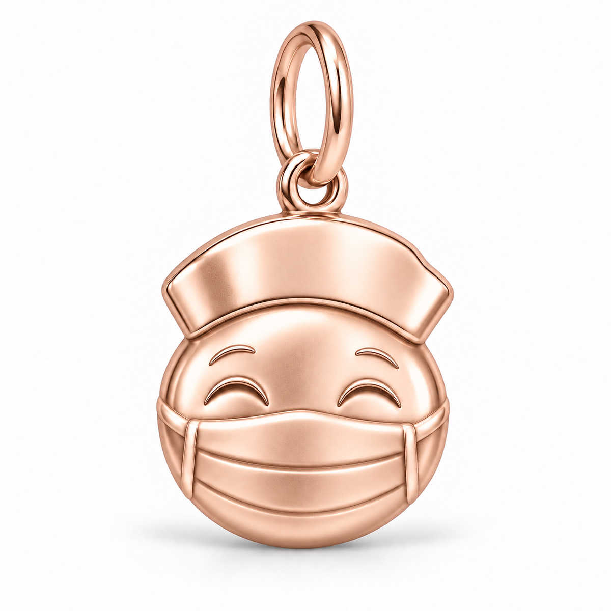 Nurse Smiling Mask Dangle Charm | polished rose gold material view | e829b949869d1928cd2cf342c2a3afa2804d7035041f6eca5c5a23fbc305a8d6
