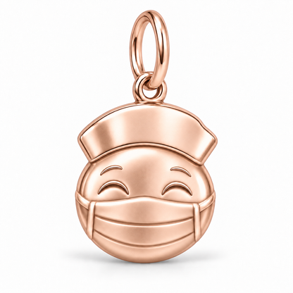 Nurse Smiling Mask Dangle Charm | polished rose gold material view | e829b949869d1928cd2cf342c2a3afa2804d7035041f6eca5c5a23fbc305a8d6