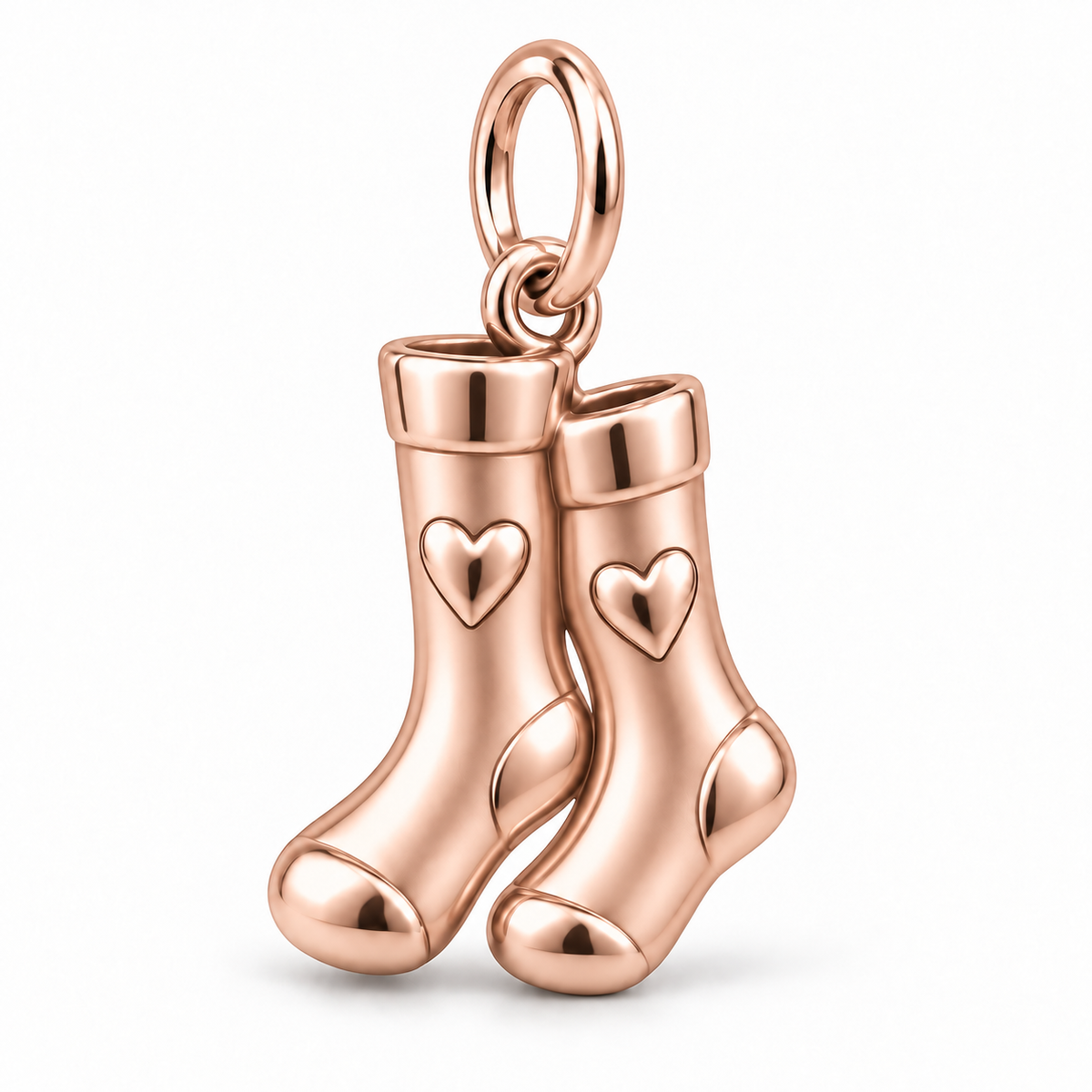 Nurse Compression Socks Dangle Charm | polished rose gold material view | 0f4e773c346f351cf9bb060ace483f4f31d61bcbd6826b63f6cb003950f29e95