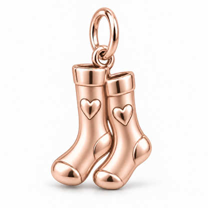Nurse Compression Socks Dangle Charm | polished rose gold material view | 0f4e773c346f351cf9bb060ace483f4f31d61bcbd6826b63f6cb003950f29e95