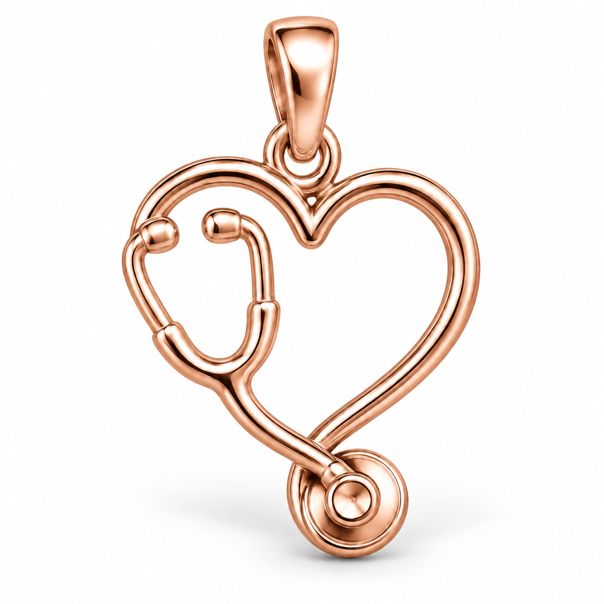 Nurse Stethoscope Heart Charm | polished rose gold material view | b25bdf6cb249a954d66256db48c10ba7c89d5523ceed4c5448ccd247ec55b531