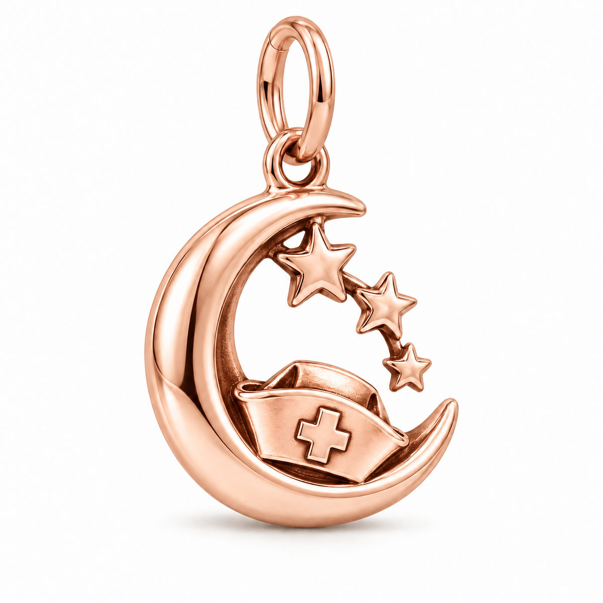 Nurse Night Shift Dangle Charm | polished rose gold material view | abb1cabbbe246467a601ed9793180d8c9497547843949cf8bf3cdaf0b931e973