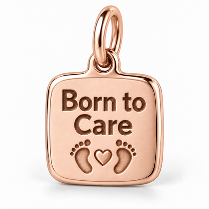 Born to Care Engraved Nurse Charm | polished rose gold material view | 7c4bbddcd73faeb72667f8cafde56deef743f3b9a6843cfcf9d9c290a2fbaa03