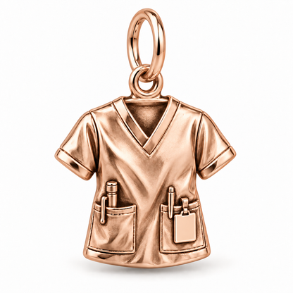 Nurse Scrub Top Dangle Charm | polished rose gold material view | c4d8b4c30a5b7d33910f97f92b9d5dcfd7834256eaeab084ea18bd706a07edbd
