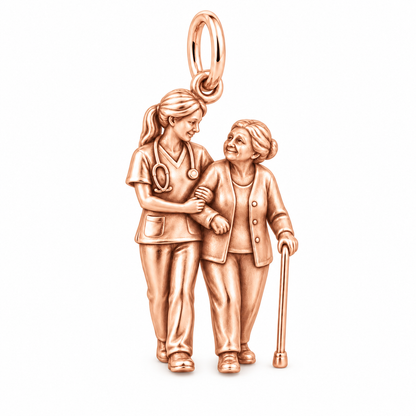 Nurse Patient Support Dangle Charm | polished rose gold material view | 6cc4a23fbff285987aaa9e1a494fb2c00681a85a062982fa16aa4f3f4f4ebcb0