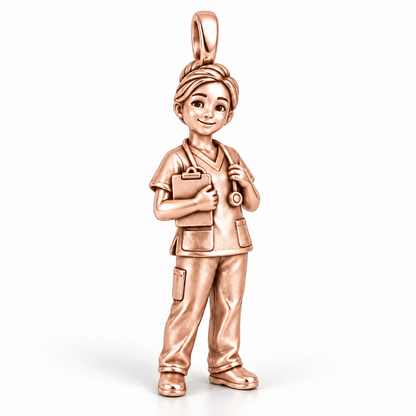 Nurse Clipboard Care Charm | polished rose gold material view | 4f34556155dbb91150a1ad4d9758f8eda7be5270ab05aac9ed44c1f4b36da453