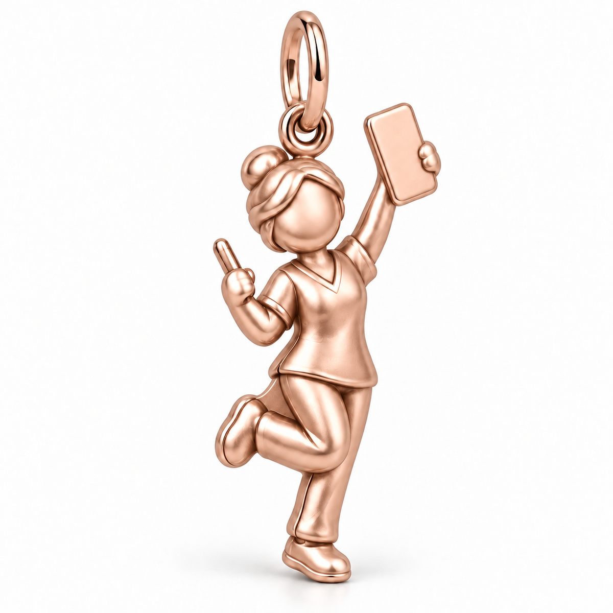 Nurse Victory Dance Dangle Charm | polished rose gold material view | f3ea73cb7b9b5cc40b03326717713bda4652f93b1e5df8689961a773f82bdc99