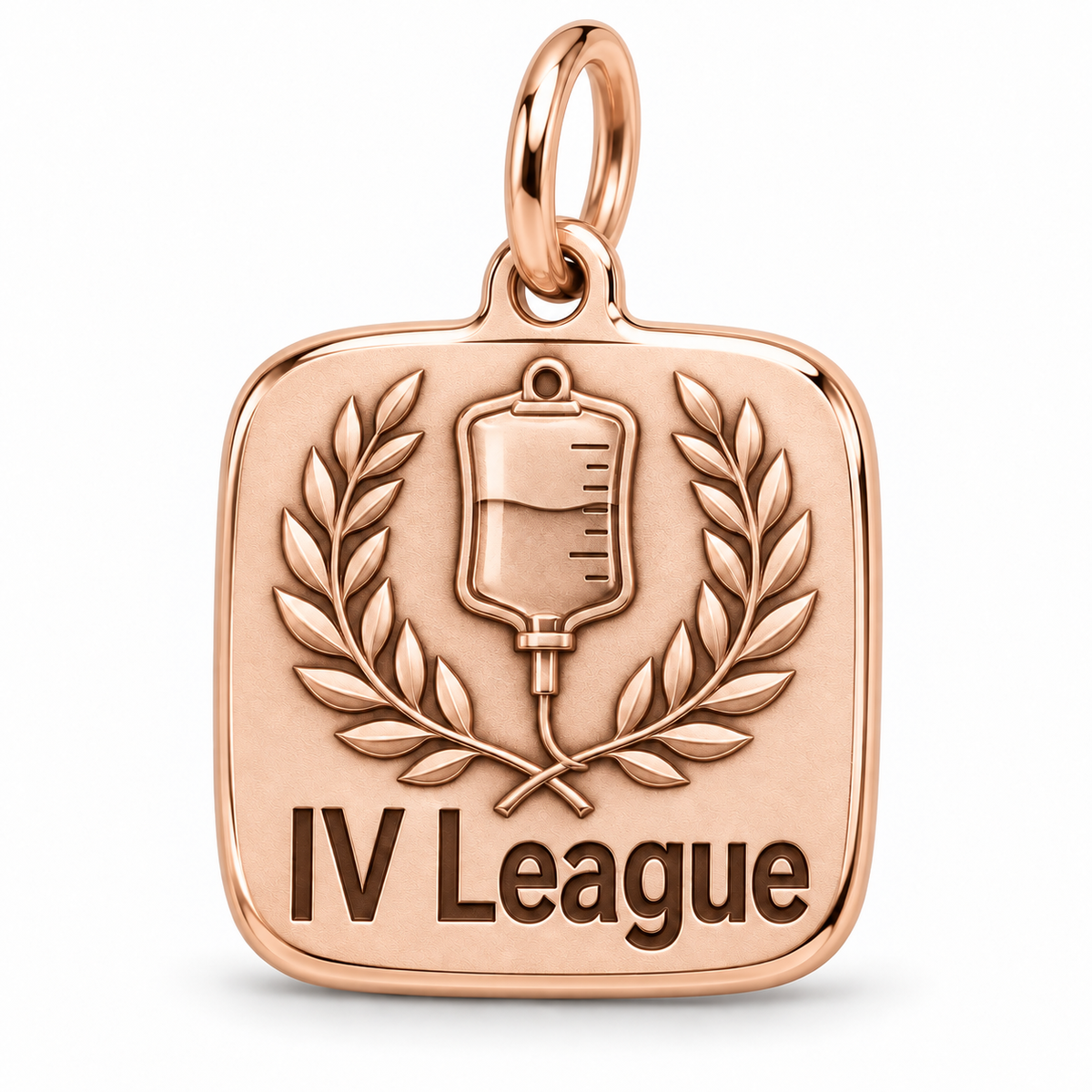 IV League Engraved Nurse Charm | polished rose gold material view | 4ab57c0c9226fa5122a67324dbe6f5fd15e7044a65579b30dd7894d7d44be8d9