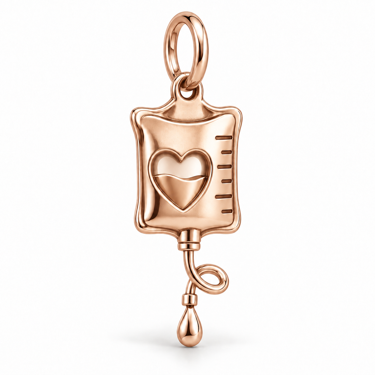 Nurse IV Bag Dangle Charm | polished rose gold material view | d9a9bee97881a3c6d4fd24430d9d66cfe4e4ff91e690c85ea9726371c8184ebe