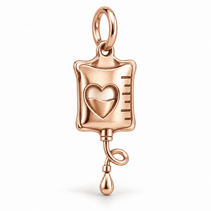 Nurse IV Bag Dangle Charm | polished rose gold material view | d9a9bee97881a3c6d4fd24430d9d66cfe4e4ff91e690c85ea9726371c8184ebe