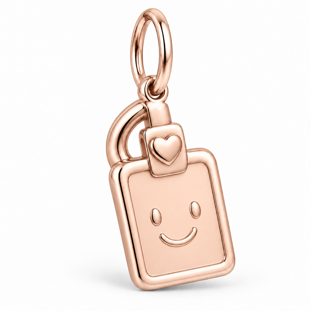 Nurse Smiling ID Badge Dangle Charm | polished rose gold material view | d06509365f3dfee52339f5f90511852aacdd1ef78640ab3ebd620ca7134430ec