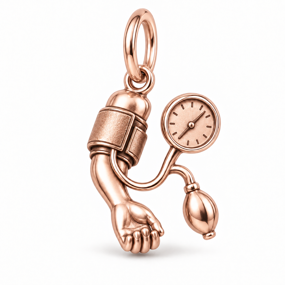 Nurse Blood Pressure Dangle Charm | polished rose gold material view | e5d93b934d42ec64848822f14d1e771130578ecf1ec2a8b88819a04fbba17265