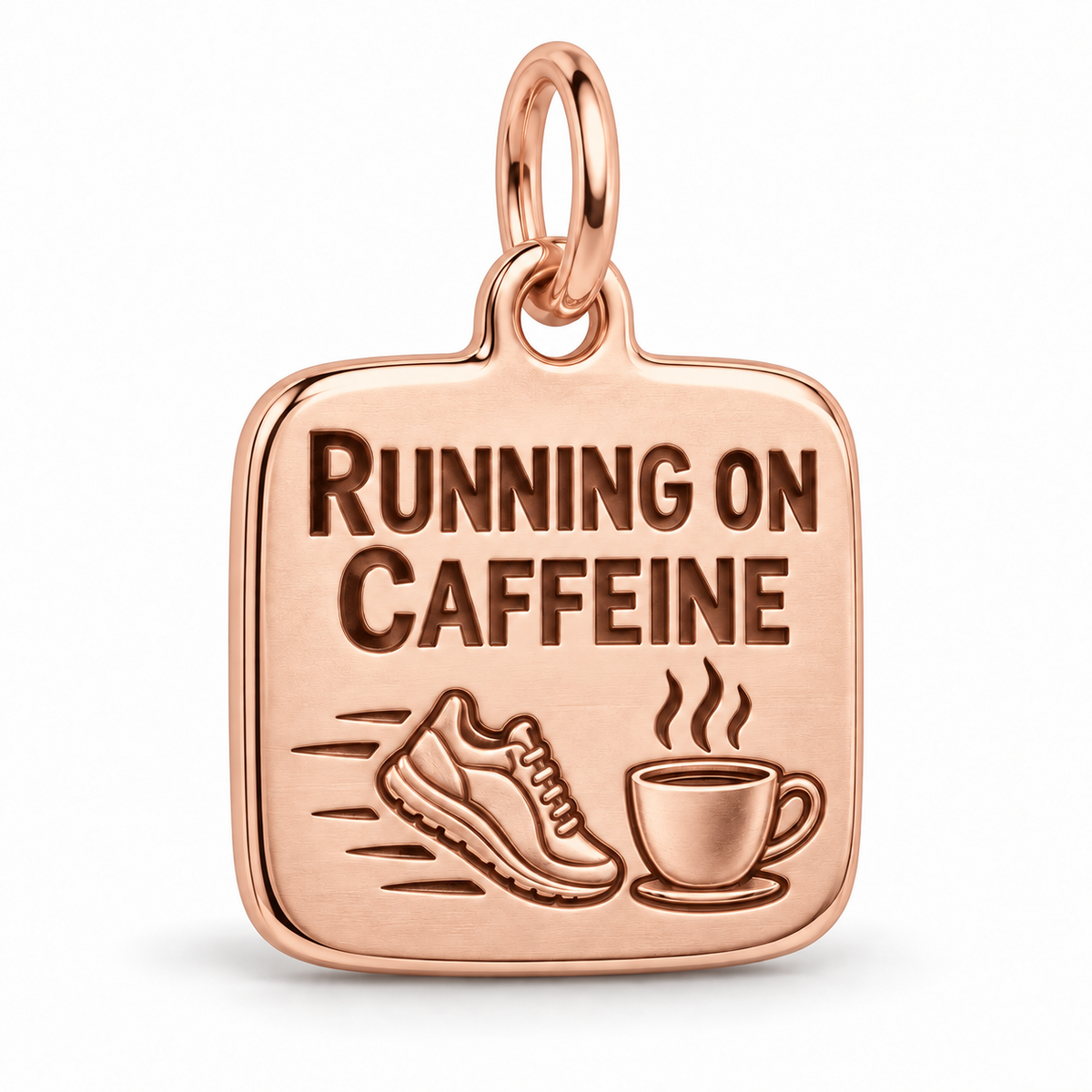Running on Caffeine Engraved Nurse Charm | polished rose gold material view | cbd470a86fb2e3fb2601e2d4a182617d978ae336e8aa7153e9b8999736aae8f9