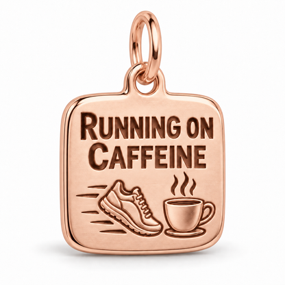 Running on Caffeine Engraved Nurse Charm | polished rose gold material view | cbd470a86fb2e3fb2601e2d4a182617d978ae336e8aa7153e9b8999736aae8f9