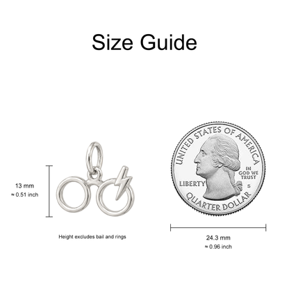 Round Glasses and Lightning Bolt Charm — Size Guide — 13 mm body excluding bail and rings — 50-works-silver-20260916-70