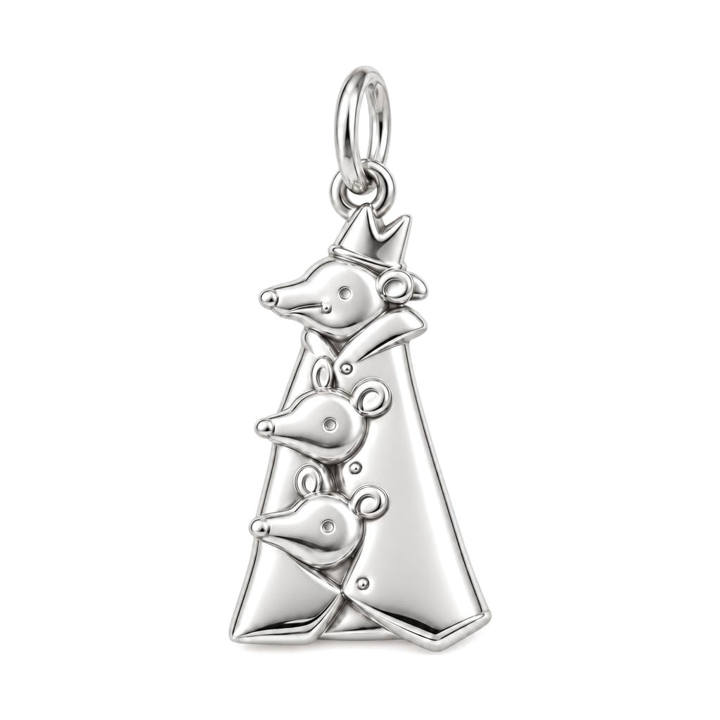 Royal Mouse Mother Charm Bracelet – Personalized Mom Gift – silver charm, front view