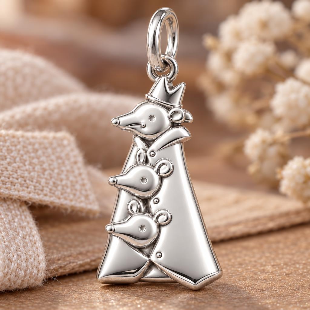 Royal Mouse Mother Charm Bracelet – Personalized Mom Gift – macro detail of the charm
