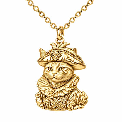 Royal Renaissance Pet Portrait Charm Necklace Set – 18K gold, front view
