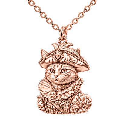 Royal Renaissance Pet Portrait Charm Necklace Set – rose gold, front view