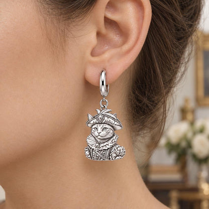 Royal Renaissance Pet Portrait Huggie Charm Earrings – worn / in use
