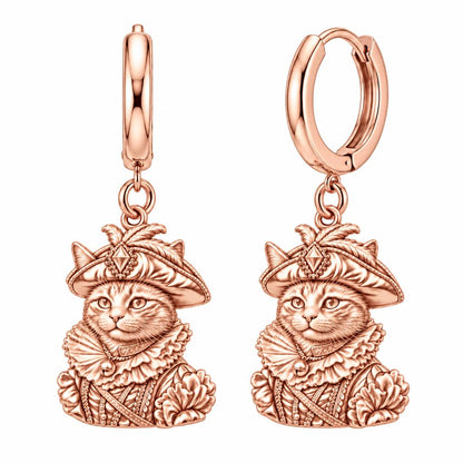 Royal Renaissance Pet Portrait Huggie Charm Earrings – rose gold, front view