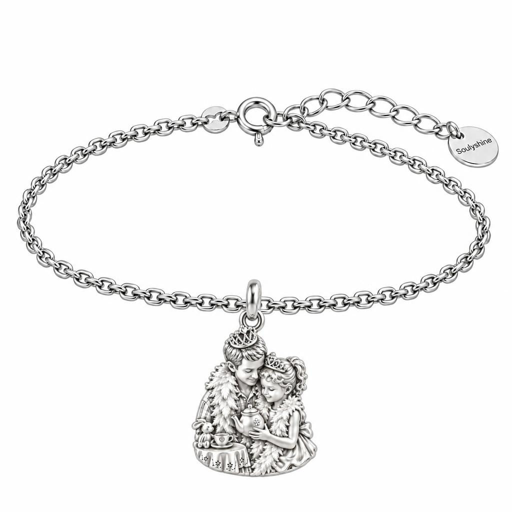 Royal Tea Party Charm Bracelet Set – silver, front view