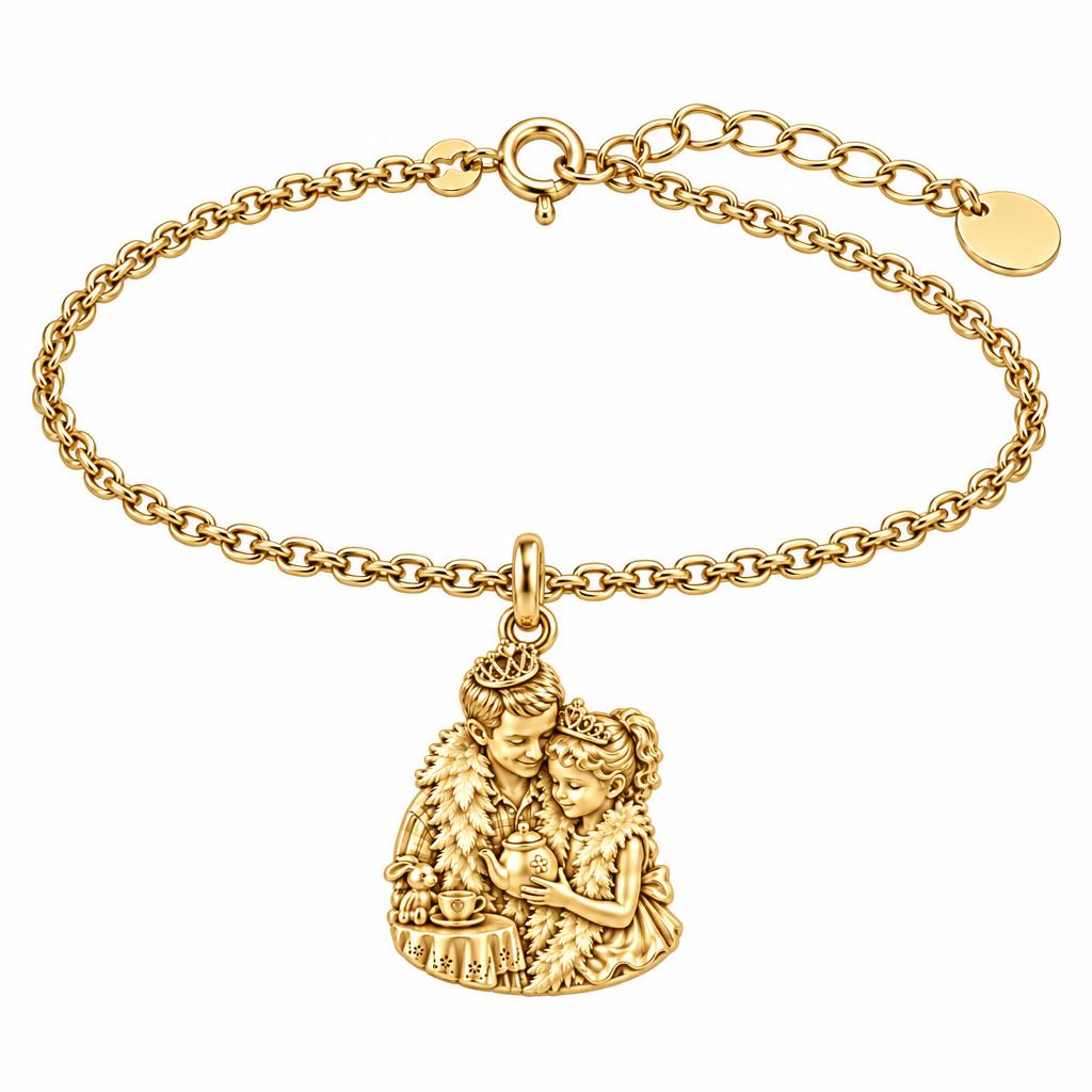 Royal Tea Party Charm Bracelet Set – 18K gold, front view