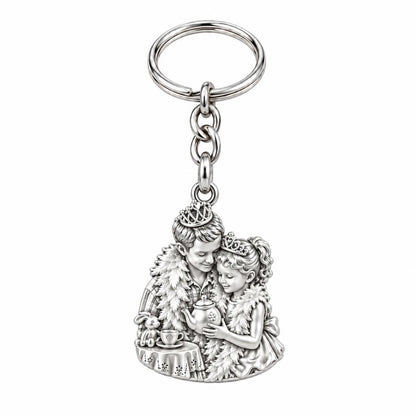 Royal Tea Party Charm Keychain – silver, front view