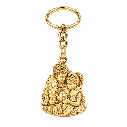 Royal Tea Party Charm Keychain – 18K gold, front view
