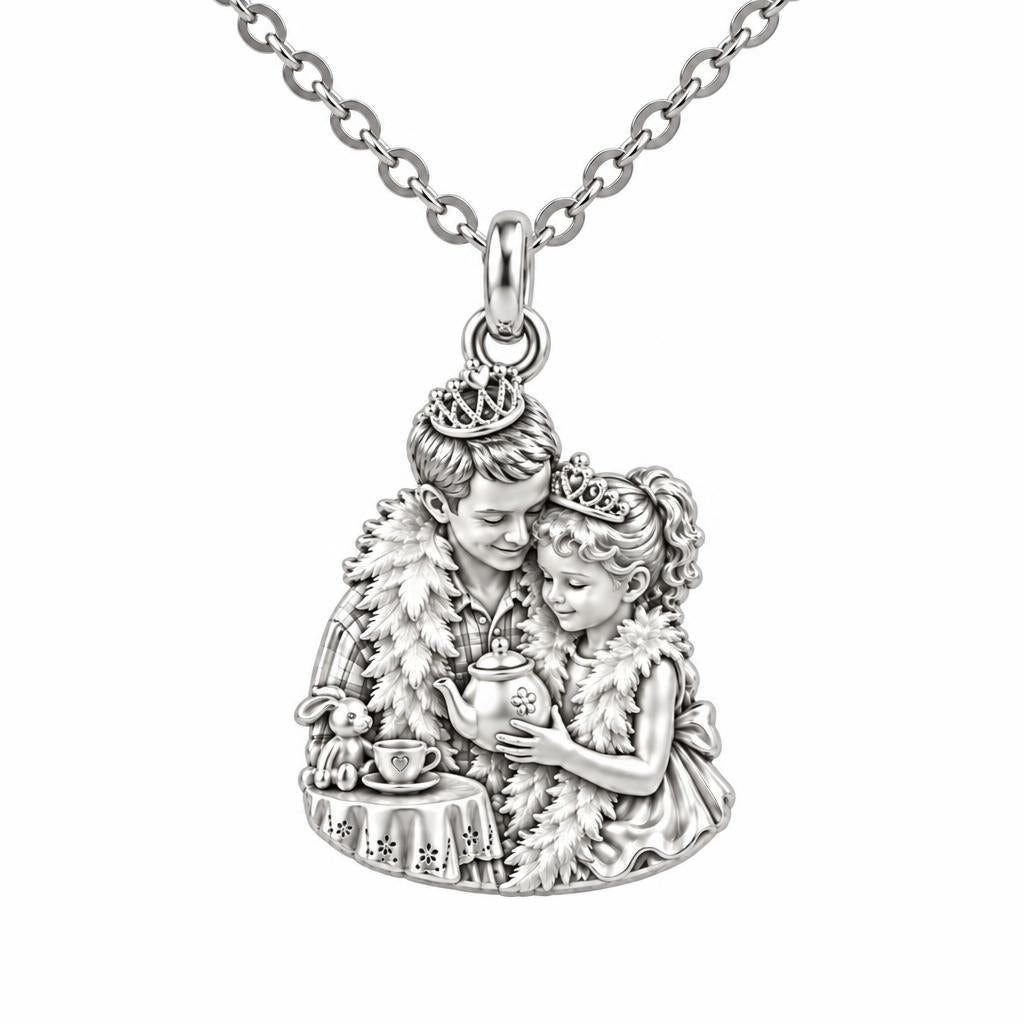 Royal Tea Party Charm Necklace Set – silver, front view