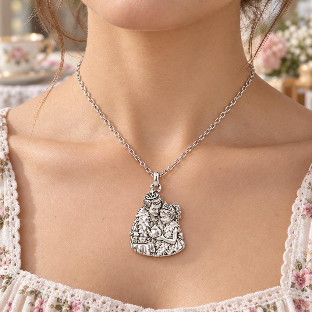 Royal Tea Party Charm Necklace Set – worn / in use