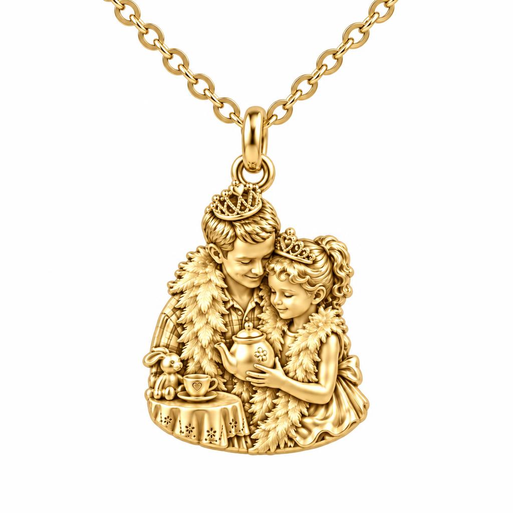 Royal Tea Party Charm Necklace Set – 18K gold, front view