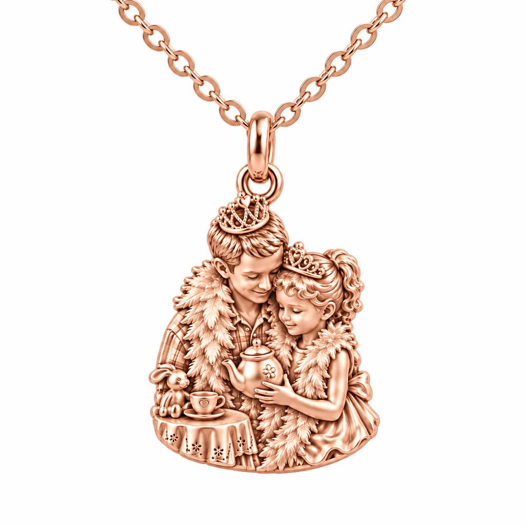 Royal Tea Party Charm Necklace Set – rose gold, front view