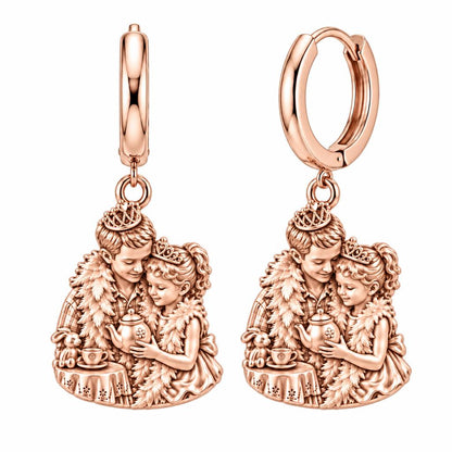 Royal Tea Party Huggie Charm Earrings – rose gold, front view
